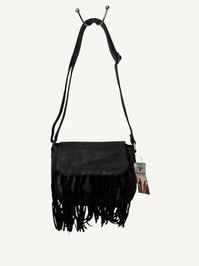 NWT Heritage West Black Braided Fringe Crossbody Boho Western Bag